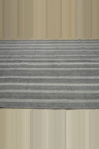 White Striped Gray Turkish Kilim Rug 8x11 Feet  227,338 - Grey Turkish Rug  $i