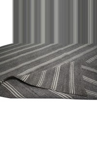 White Striped Gray Turkish Kilim Rug 8x11 Feet  227,338 - Grey Turkish Rug  $i