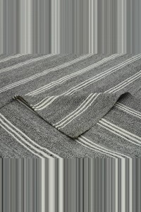 White Striped Gray Turkish Kilim Rug 8x11 Feet  227,338 - Grey Turkish Rug  $i