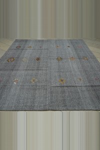 Wool Embrodiery on Grey Rug 8x10 Feet 227,294 - Grey Turkish Rug  $i
