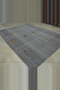 Wool Embrodiery on Grey Rug 8x10 Feet 227,294 - Grey Turkish Rug  $i