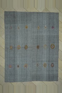 Grey Turkish Rug Wool Embrodiery on Grey Rug 8x10 Feet 227,294