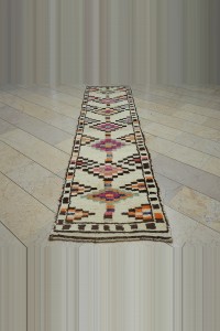 Wool Herki Rug Runner 2.5x11 80,333 - Turkish Rug Runner $i