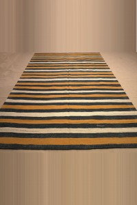 Wool Striped Modern Kilim Rug 6.5x11 193,335 - Turkish Natural Rug  $i