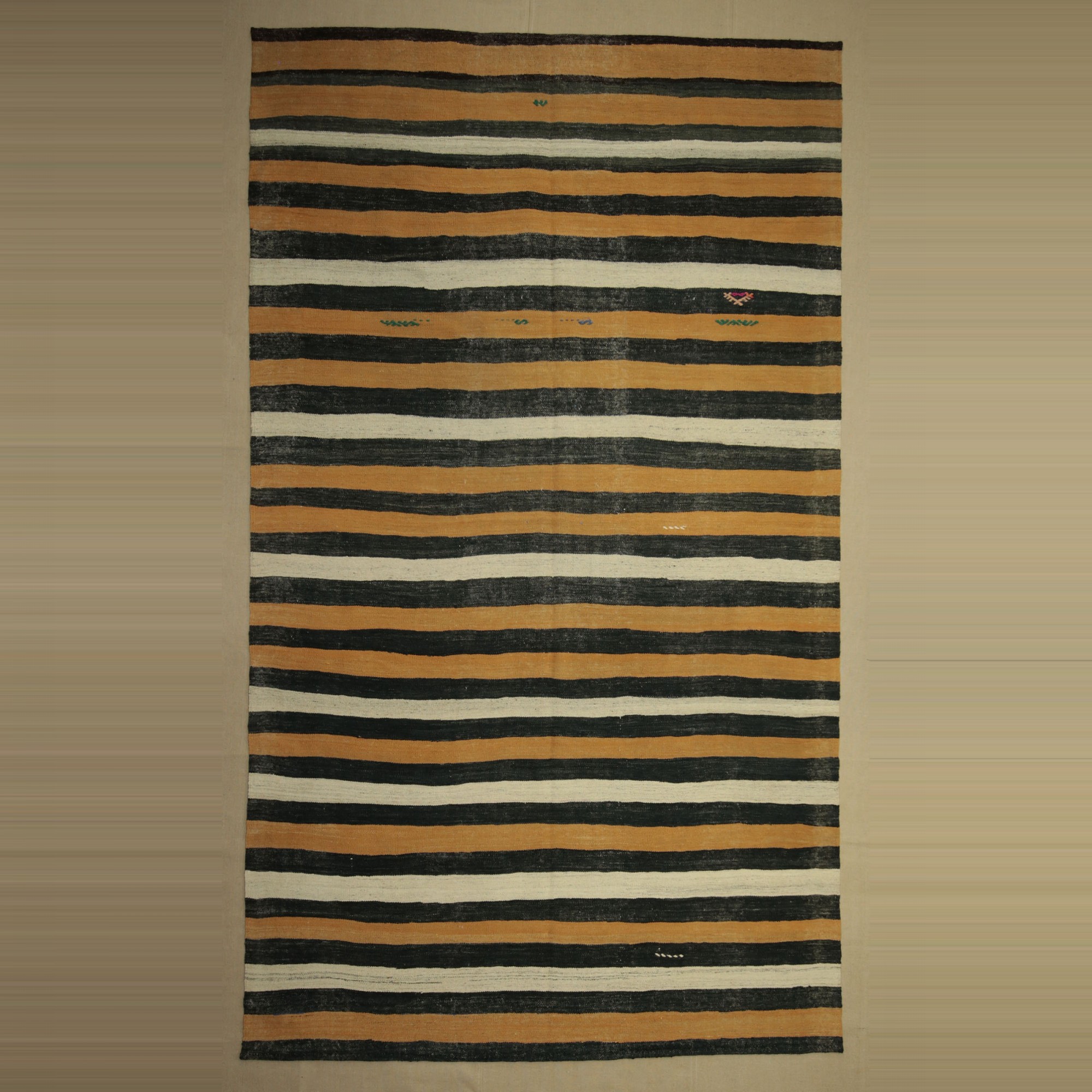 Wool Striped Modern Kilim Rug 6.5x11 193,335 - Turkish Natural Rug
