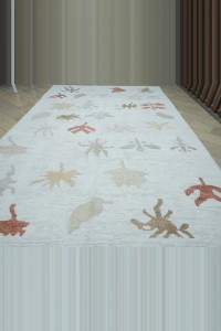 10x15 Fall Leaves Pattern White Hemp Carpet Rug 300,456 - Turkish Carpet Rug  $i