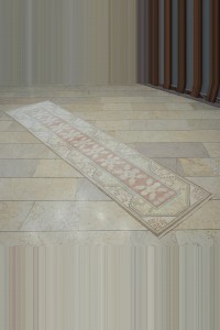 2.3x9 Wool Turkish Vintage Rug Runner 70,285 - Turkish Rug Runner  $i