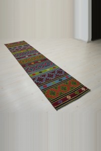 2.5x10 Embroidered Kilim Rug Runner. 70,310 - Turkish Rug Runner  $i