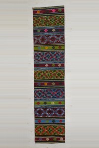 Turkish Rug Runner 2.5x10 Embroidered Kilim Rug Runner. 70,310