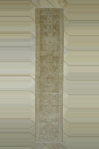 Turkish Rug Runner 2.5x12 Brown Beige Persian Vintage Rug Runner 75,373