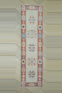 Turkish Rug Runner 2.5x9 Wool Vintage Oushak Rug Runner 77x280
