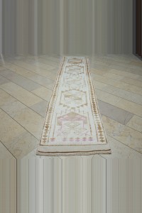 2.6x12 Brown White Turkish Rug Runner 80,368 - Turkish Rug Runner  $i