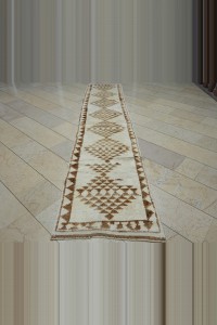 2.6x12 Brown White Turkish Rug Runner 80,376 - Turkish Rug Runner  $i