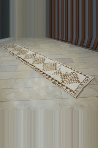 2.6x12 Brown White Turkish Rug Runner 80,376 - Turkish Rug Runner  $i
