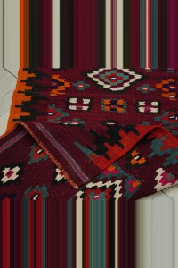 2.7x7 Vintage Red Turkish Kilim Rug Runner 82,212 - Turkish Rug Runner  $i