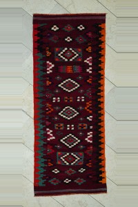 Turkish Rug Runner 2.7x7 Vintage Red Turkish Kilim Rug Runner 82,212