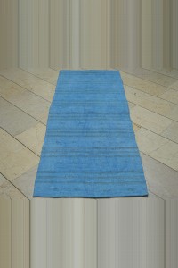 2.9x7 Overdye Blue Hemp Kilim Rug Runner. 82,210 - Turkish Rug Runner  $i