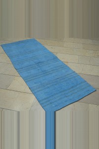 2.9x7 Overdye Blue Hemp Kilim Rug Runner. 82,210 - Turkish Rug Runner  $i
