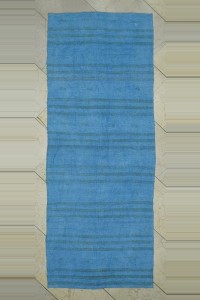Turkish Rug Runner 2.9x7 Overdye Blue Hemp Kilim Rug Runner. 82,210