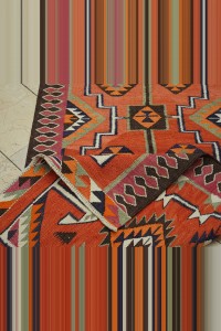 3.3x12 Wool Turkish Orange Kilim Rug Runner 100,360 - Turkish Rug Runner  $i