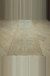 3.5x12 Blue Beige Vintage Persian Carpet Rug 106,347 - Turkish Rug Runner  $i