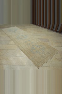 3.5x12 Blue Beige Vintage Persian Carpet Rug 106,347 - Turkish Rug Runner  $i