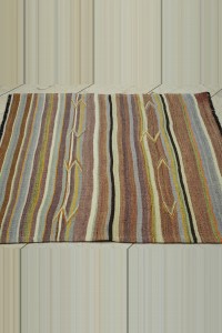 3.6x3.6 Square Turkish Stripe Kilim Rug 110,110 - Turkish Kilim Rug  $i