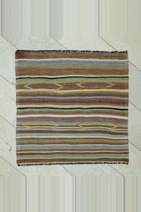 Turkish Kilim Rug 3.6x3.6 Square Turkish Stripe Kilim Rug 110,110