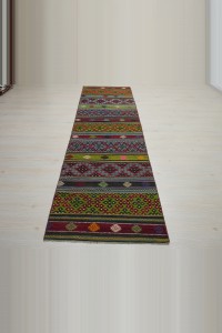 3x10 Embroidered Kilim Rug Runner 82,312 - Turkish Rug Runner  $i