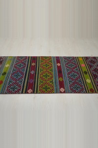3x10 Embroidered Kilim Rug Runner 82,312 - Turkish Rug Runner  $i