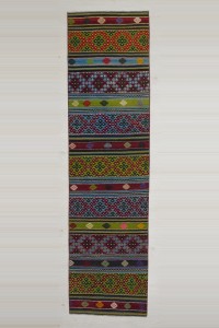 Turkish Rug Runner 3x10 Embroidered Kilim Rug Runner 82,312