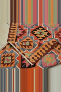 3x10 Flat Woven Kilim Rug Runner 90,315 - Turkish Rug Runner  $i