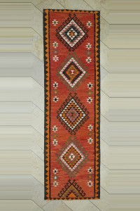 Turkish Rug Runner 3x10 Flat Woven Turkish Wool Kilim Rug Runner 93,316