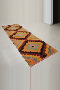 3x10 Orange Turkish Adana Kilim Rug Runner. 73,304 - Turkish Rug Runner  $i