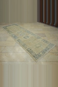 3x10 Vintage Blue Beige Persian Rug Runner 100,310 - Turkish Rug Runner  $i