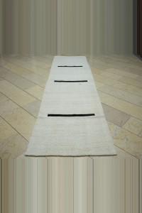3x11.3 Minimal Decor Organic Hemp Kilim Rug Runner 94,345 - Turkish Rug Runner  $i