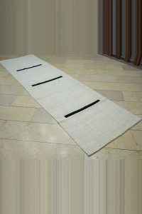 3x11.3 Minimal Decor Organic Hemp Kilim Rug Runner 94,345 - Turkish Rug Runner  $i