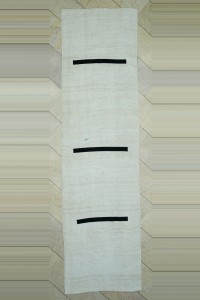 Turkish Rug Runner 3x11.3 Minimal Decor Organic Hemp Kilim Rug Runner 94,345
