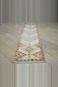 3x11 Brown White Soft Wool Turkish Rug Runner 88,343 - Turkish Rug Runner  $i