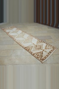 3x11 Brown White Soft Wool Turkish Rug Runner 88,343 - Turkish Rug Runner  $i