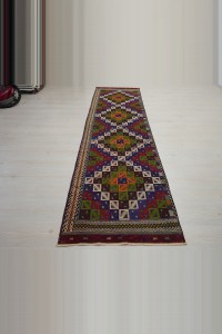 3x11 Embroidered Kilim Rug Runner 88,330 - Turkish Rug Runner  $i