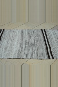 3x11 Natural Gray Stripe Flat Woven Kilim Rug Runner 99,340 - Turkish Rug Runner  $i
