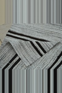 3x11 Natural Gray Stripe Flat Woven Kilim Rug Runner 99,340 - Turkish Rug Runner  $i