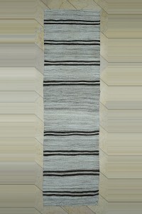 Turkish Rug Runner 3x11 Natural Gray Stripe Flat Woven Kilim Rug Runner 99,340