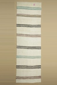 Turkish Rug Runner 3x11 Striped Modern Hemp Rug Runner. 100,336