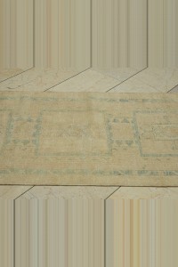 3x14 Blue Beige Vintage Persian Rug Runner 89,430 - Turkish Rug Runner  $i