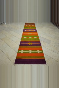 3x14 Colorful Turkish Kilim Rug Runner 90,415 - Turkish Rug Runner  $i