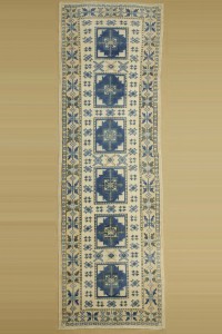 Turkish Rug Runner 3x9 Wool Blue Oushak Rug Runner. 91,285