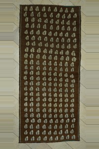 Turkish Carpet Rug 4.6x10 Abstract Brown Antique Kars Carpet Rug 140,305