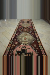 4.6x17 Stairs Decor Long Kars Kilim Rug Runner 140,526 - Turkish Rug Runner  $i